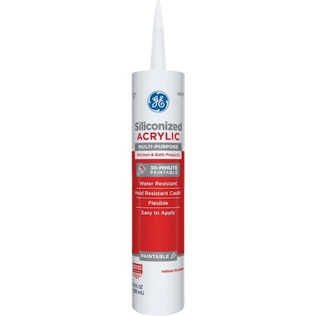Ge Ultra Seal 10.1 Oz. White Kitchen & Bath Siliconized Acrylic Latex Caulk 2876712